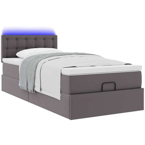 VidaXL otomanski okvir kreveta s madracem sivi 100x200cm umjetna koža Slike