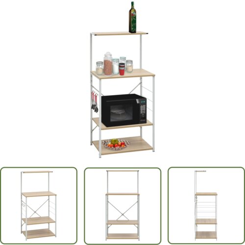 The Living Store Omarica za mikrovalovno pečico bela in hrast 60x39,6x123 cm - Omarica Za Mikrovalovno Pečico, (21745047) Cene