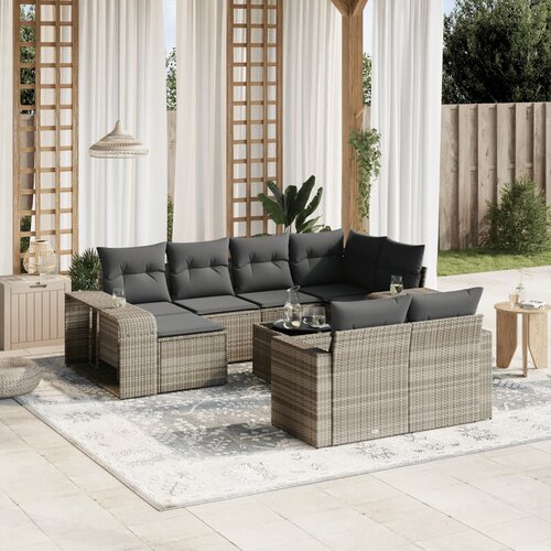vidaXL 11-dijelni set vrtnih sofa poliratan s jastucima svijetlosivi Cijene