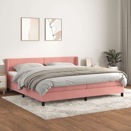  Box spring postelja z vzmetnico roza 200x200 cm žamet, (20894622) Cene