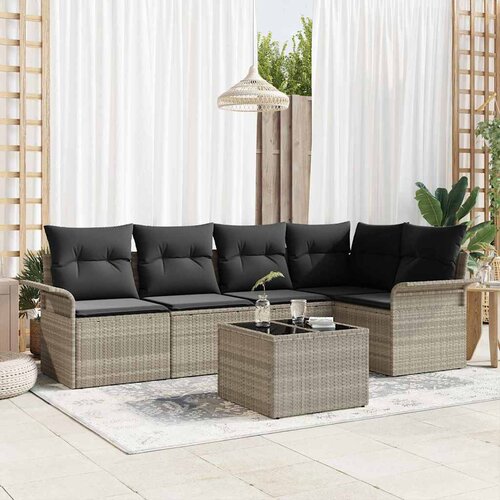  Sjedeća garnitura za vrt 6 kom. Svijetlo siva poliratan 242,5 x 132,5 x 69 cm Cene