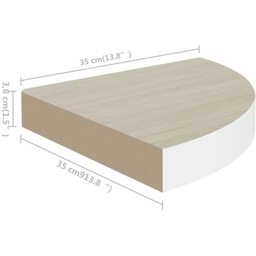 VidaXL kutna zidna polica boja hrasta i bijela 35 x 35 x 3,8 cm MDF Slike