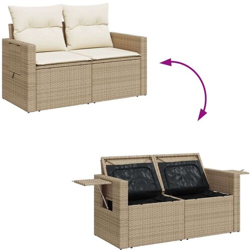  7-dijelni set vrtnih sofa od poliratana s jastucima bež Slike