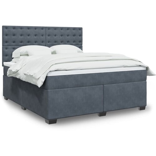 vidaXL Box spring postelja z vzmetnico temno siva 180x200 cm žamet Cene