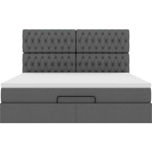 VidaXL Otomanski krevet s madracem i LED tamnosivi 180x200cm tkanine Slike