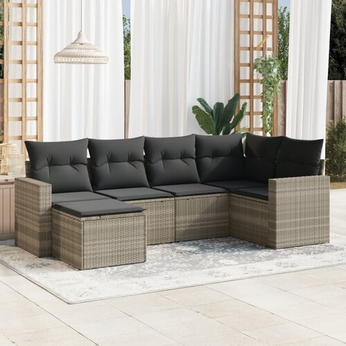 VidaXL 6-dijelni set vrtnih sofa od poliratana s jastucima svjetlosivi Slike