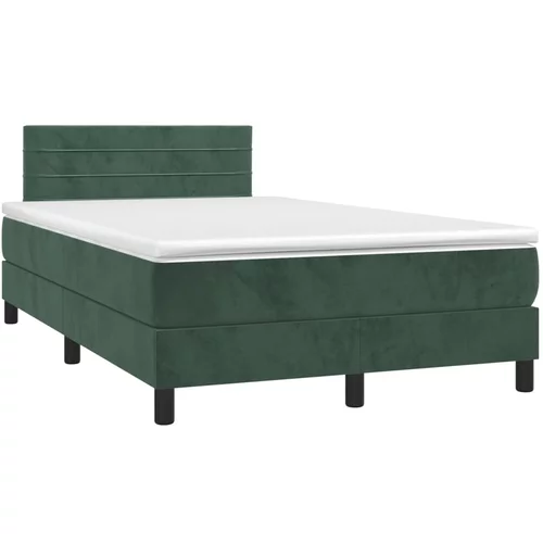 vidaXL Box spring postelja z vzmetnico temno zelen 120x190 cm žamet, (21128706)