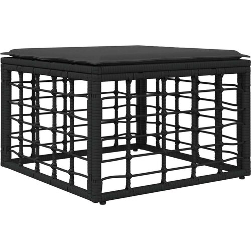 Vrtnarski puf z blazino Črna 55 x 55 x 37 cm poli ratan, (5000240787) Cene