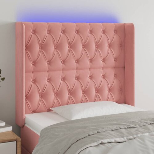 The Living Store led posteljno vzglavje roza 103x16x118/128 cm žamet - led vzglavje, (21495435) Cene