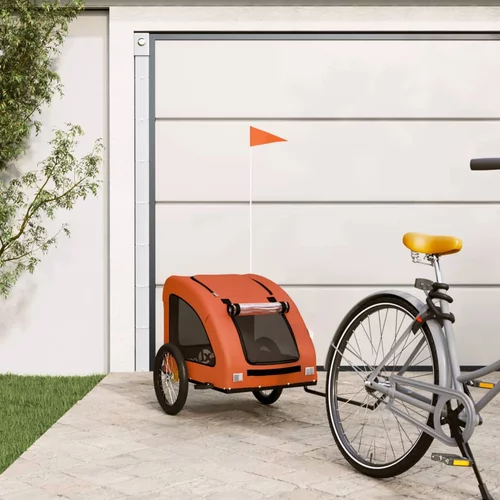 Prikolica za bicikl za ljubimce narančasta od tkanine i željeza
