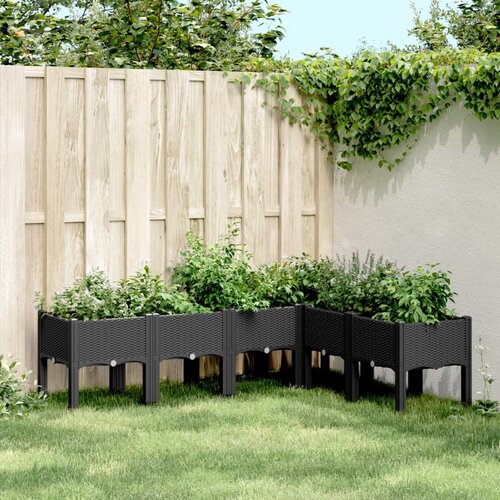 VidaXL Cvetlično korito z nogami črno 160x120x42 cm PP Slike
