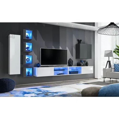 ASM Meble Dnevni TV regal Switch XXVI 320 cm LED - bel/grafit