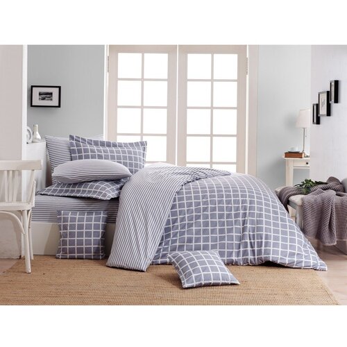 Mila Home Luxury Siva enojna posteljnina iz renforce bombaža 140x200 cm Linear Calm Geometric &amp;ndash; Slike