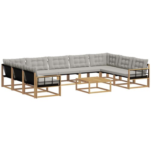 vidaXL Zunanja garnitura za sedenje 10 pcs Bela in svetlo siva, (5000280453) Cene