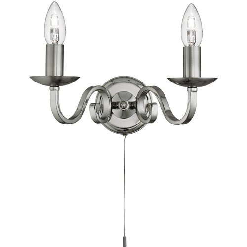 Searchlight Richmond Stenska svetilka za notranjo uporabo, 2 sveči, satenasto srebrna, E14, (22100623) Slike