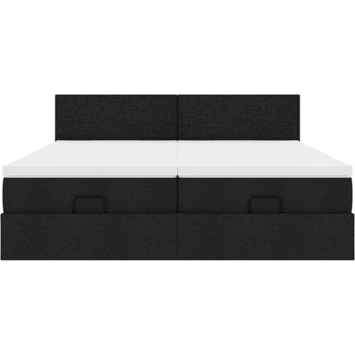  Otomanski okvir kreveta s madracima crni 180x200cm od tkanine Slike