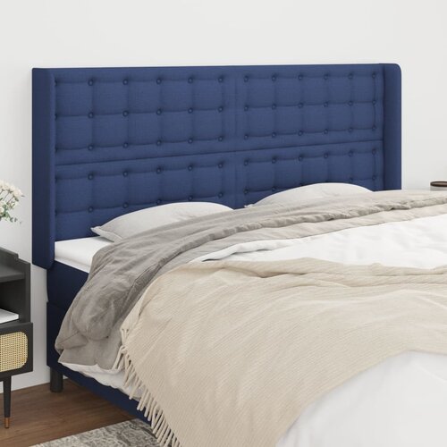 vidaXL Vzglavje z ušesi modro 163x16x118/128 cm blago Cene