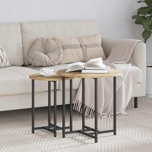  Set pomoćnih stolića 2 pcs Umjetnički hrast i crna Cijene