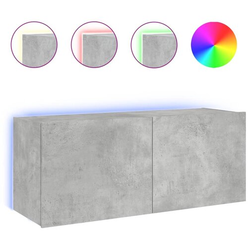 Maison Chic Stenska TV omarica - TV stojalo - Televizijska omarica z LED lučkami betonsko siva 100x35x41 cm, (21701329) Cene