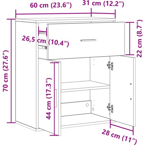 VidaXL Ormarić / Komoda Staro drvo 60 x 31 x 70 cm Konstruirano drvo Slike