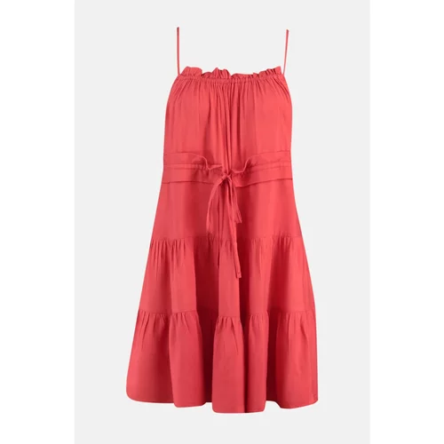 Trendyol Red Petite Waist Pleated Dress