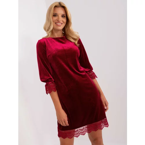 Fashion Hunters Burgundy velour cocktail dress with lace
