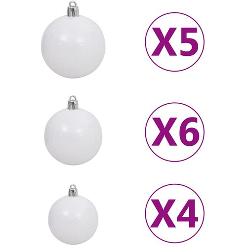  60-dijelni set božićnih kuglica s vrhom 150 LED bijelo-sivi Slike