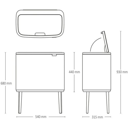 Brabantia Bo Touch Bin 36 L z vložkom iz umetne mase - Bela Slike