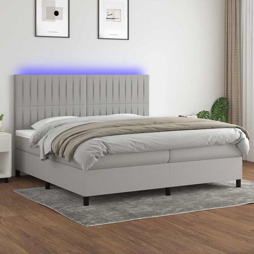  box spring s madracem LED svjetlosivi 200x200 cm tkanina Cijene