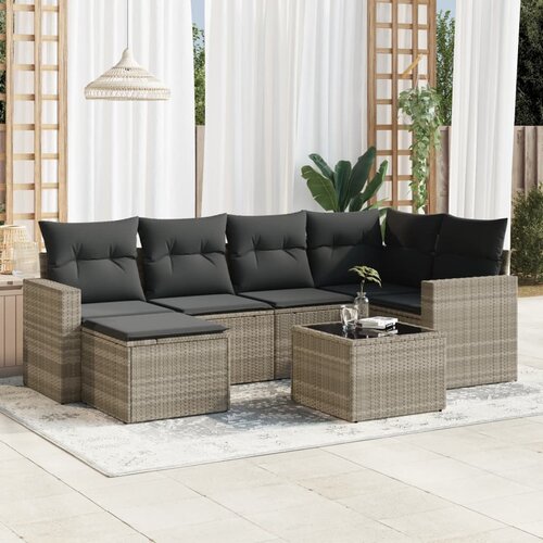 vidaXL 7-dijelni set vrtnih sofa svjetlosivi od poliratana Cijene