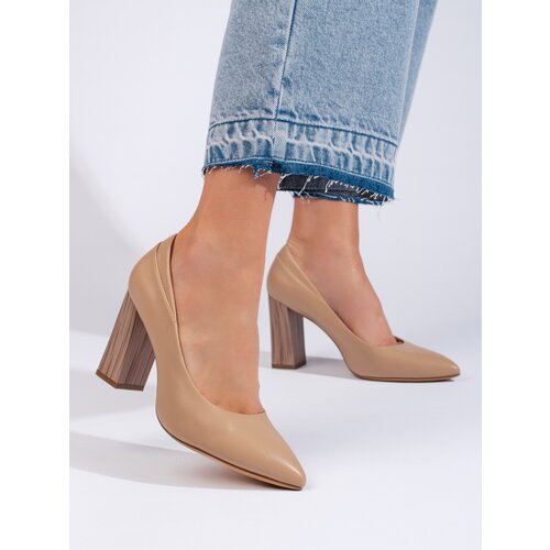 Sergio Leone Beige women's pumps on a decorative heel Cijene