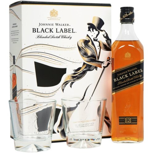Johnnie Walker black label viski 0.7 sa 2 čase Slike