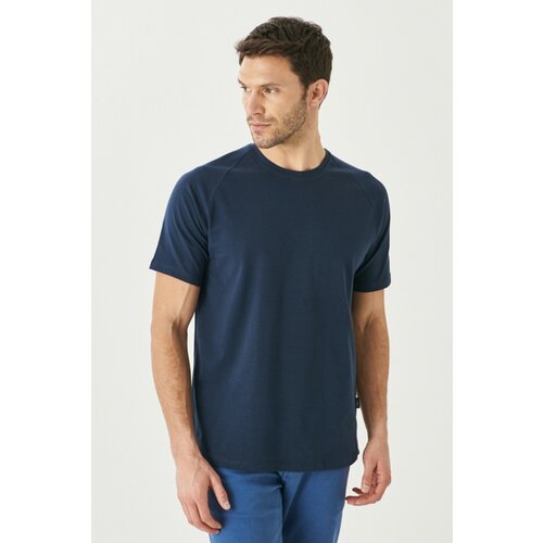 AC&Co / Altınyıldız Classics Men's Navy Blue Long Fit Crew Neck Short Sleeve Cotton T-Shirt. Cene
