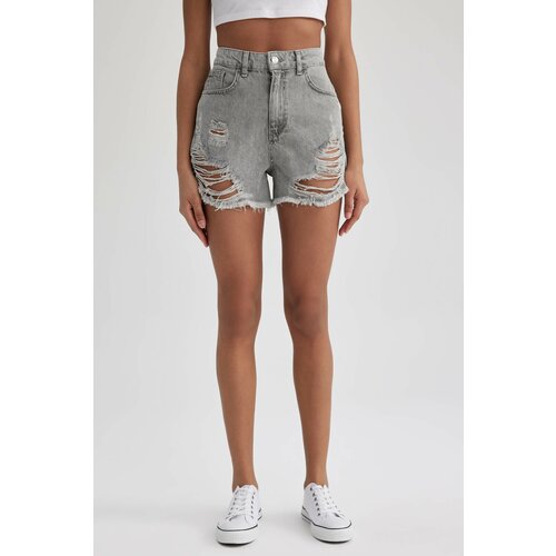 Defacto Mom Fit Normal Waist Cropped-Tip Jean Shorts Cene