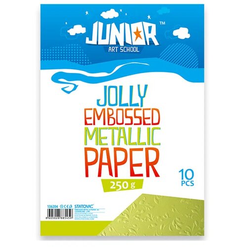 Junior jolly Embossed Metallic Paper, papir metalik reljefni, A4, 250g, 10K, odaberite Zelena Slike