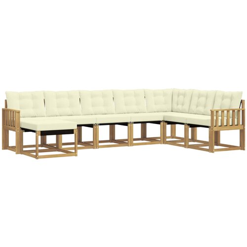  Set vanjskih sofa 8 kom. Bijela i krem Smeđa 306 x 187,5 x 73 cm Slike