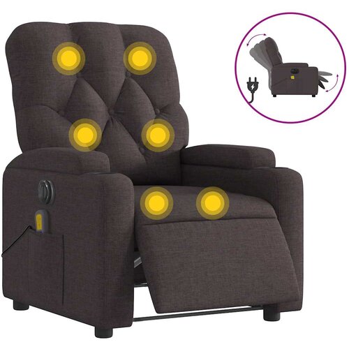 Maison Chic Električni masažni naslanjač - Relax naslanjač temno rjavo blago, (22134594) Cene