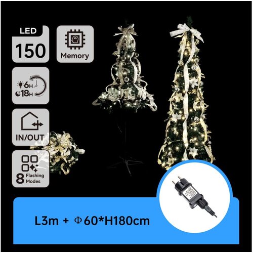 Aigostar LED božićno drvo za spolja&scaron;nju upotrebu 150xLED/230V 1,8m IP44 belo/zlatno hladno belo Cene