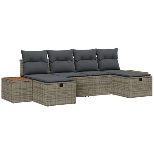 vidaXL Vrtna sedežna garnitura 6 pcs Siva 55 x 62 x 69 cm Poly ratan, (5000020773) Cene