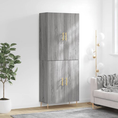 vidaXL Visoka komoda siva sonoma 69,5x34x180 cm inženirski les Cene