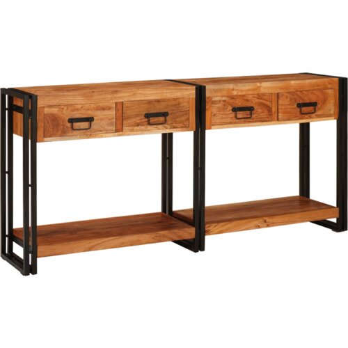 VidaXL Konzolni Stol 2 s ladicama s policom s pohranom 2 pcs Smeđa 160 x 33 x 75 cm Slike