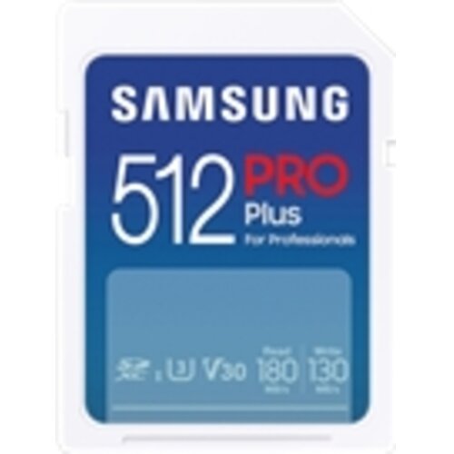 Samsung MB-SD512S/EU SD Card 512GB, PRO Plus, SDXC, UHS-I U3 V30 Class 10, Read up to 180MB/s, Write up to 130 MB/s, for 4K and FullHD video recording Slike
