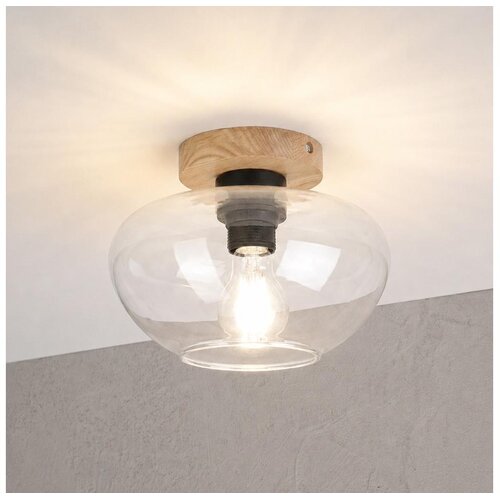  Plafonsko svetlo FLO WOOD 1xE27/15W/230V hrast/prozirno &amp;Oslash; 22 cm Slike