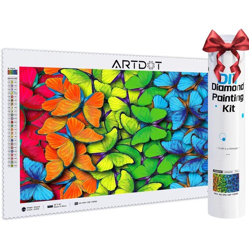 NIKCORP Komplet za diamantno slikanje Barvni metulji 25x50 cm, 5D DIY slika na žametnem platnu s 35 barvami in AB diamanti, (5000156494) Cene