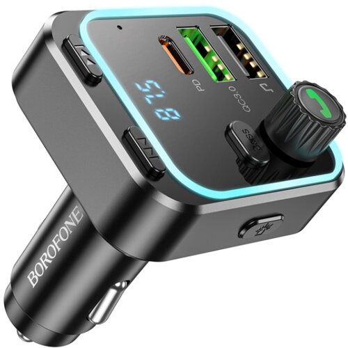 FM transmiter Bluetooth sa USB+Type-C punjaćem BOROFONE BC53 Highway PD20W+QC3.0 car black Slike
