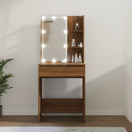  Toaletni stolić s LED svjetlima boja smeđeg hrasta 60x40x140 cm Cijene
