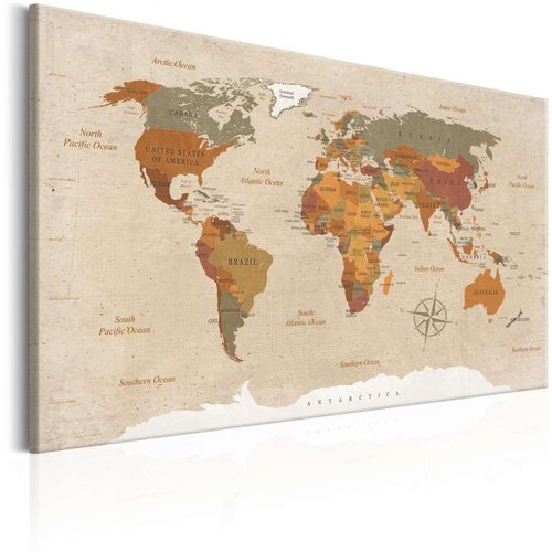  Slika - World Map: Beige Chic 120x80 Cijene