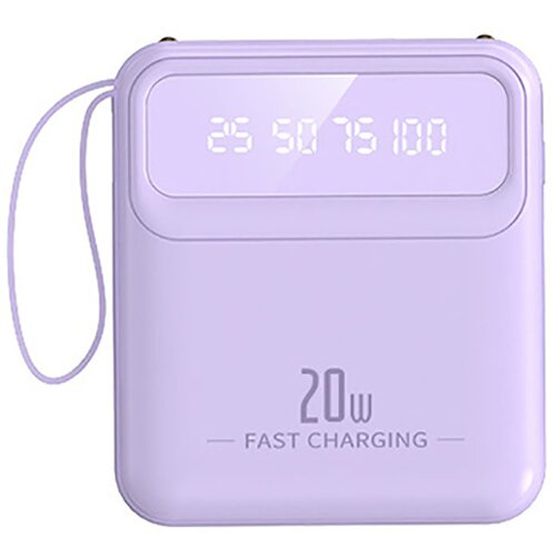 Avizar Baterija PowerBank 10000mAh 20W z LED zaslonom / svetilko / kompaktnimi kabli, Lavanda, (5000017384) Cene