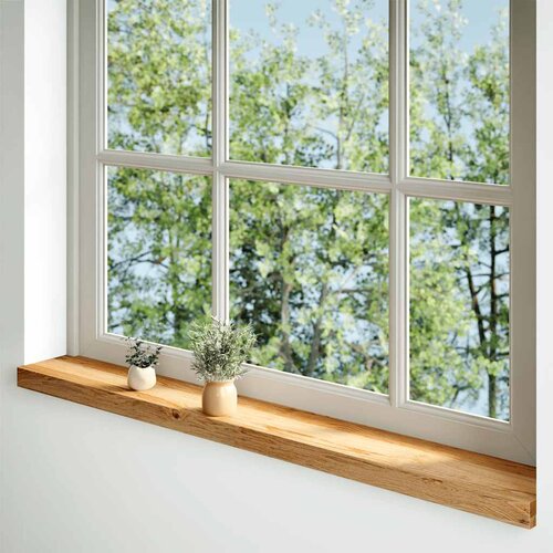  Prozorske klupice 2 kom svijetlosmeđe 140x15x2 cm masivne hrast Slike