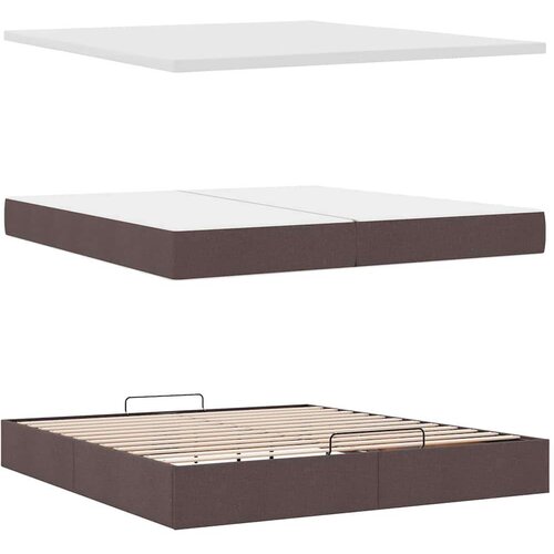 VidaXL Otomanski krevet s madracem tamnosmeđi 200x200 cm tkanine Slike